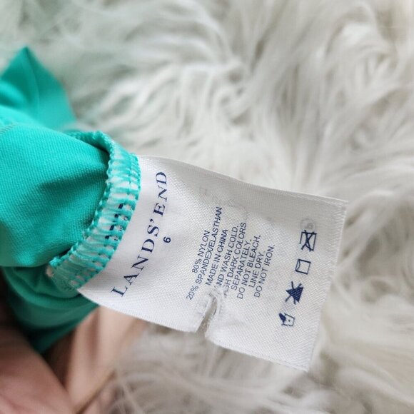 Lands End Underwire Tankini Tank Swim Top Womens Sz 6 Ruffles Rouched Aqua - Picture 10 of 10